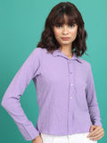 Tokyo Talkies Women Purple Self Design Casual Shirt - Purple - Image 1