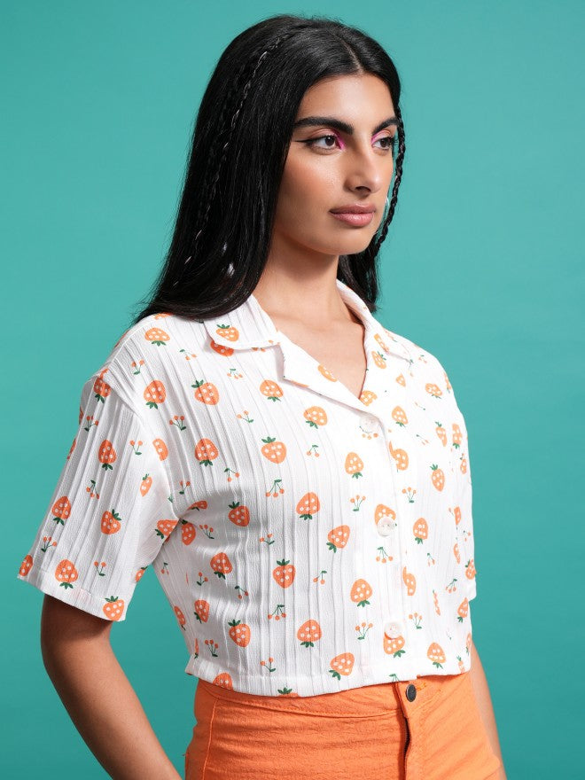 Tokyo Talkies Women Orange Printed Casual Shirt - Orange - Image 6