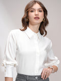 Tokyo Talkies Women Off White Solid Casual Shirt - Off White - Image 1