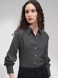 Tokyo Talkies Women Charcoal Solid Casual Shirt - Charcoal - Image 1