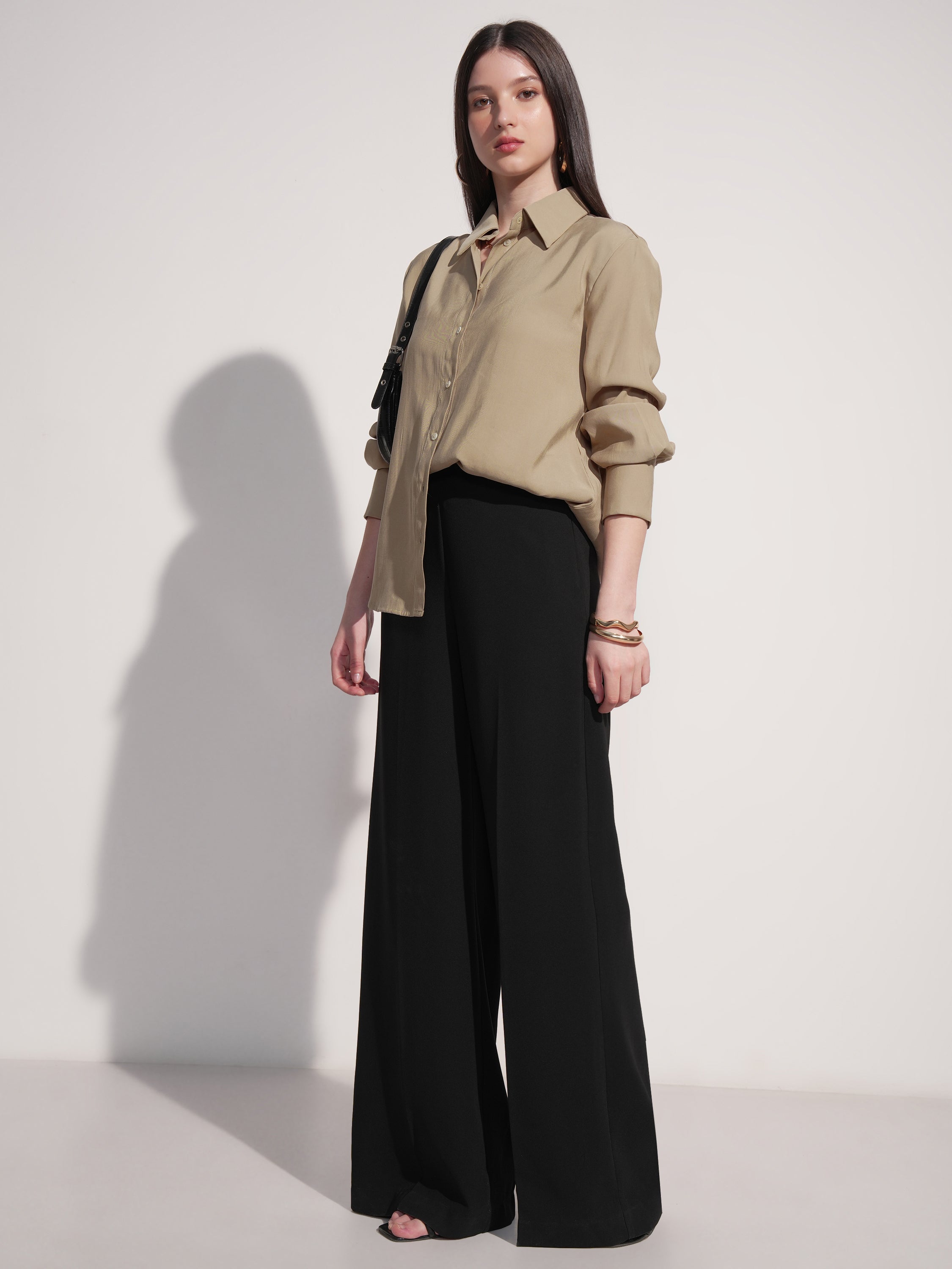 Tokyo Talkies Women Beige Solid Casual Shirt - Beige - Image 2