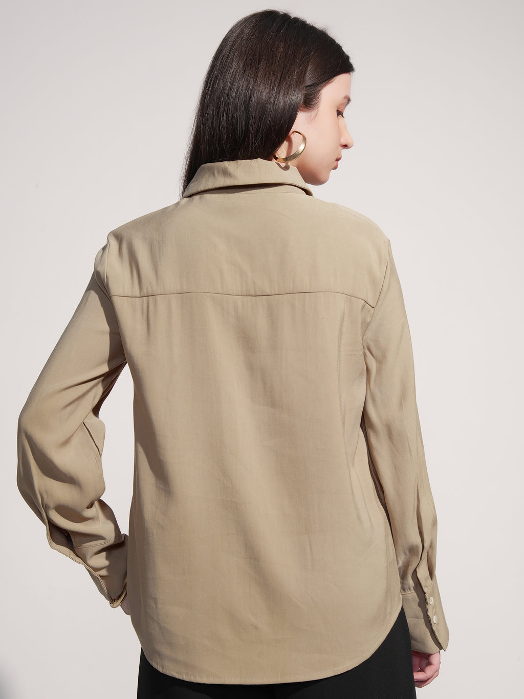 Tokyo Talkies Women Beige Solid Casual Shirt - Beige - Image 3
