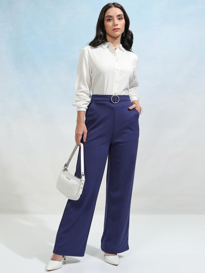 Tokyo Talkies Women Off White Solid Casual Shirt - Off White - Image 2