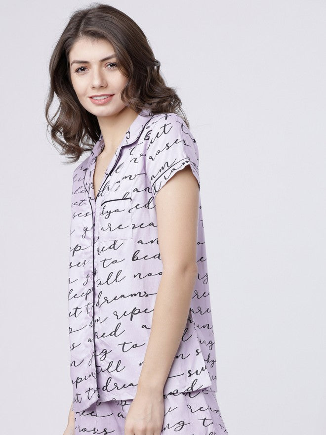Tokyo Talkies Women Mauve Printed Regular Fit Casual Shirt - Mauve - Image 1