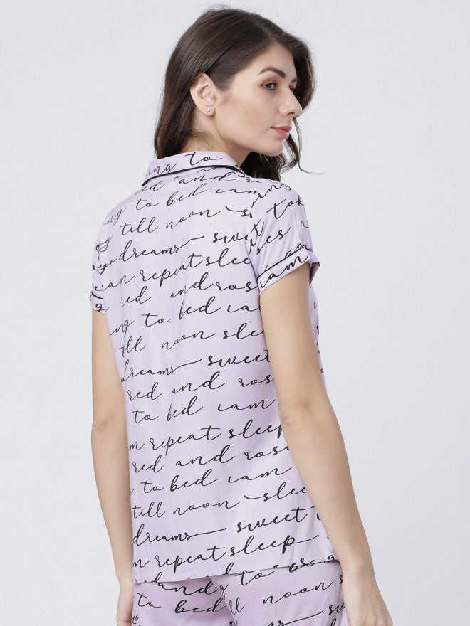 Tokyo Talkies Women Mauve Printed Regular Fit Casual Shirt - Mauve - Image 2