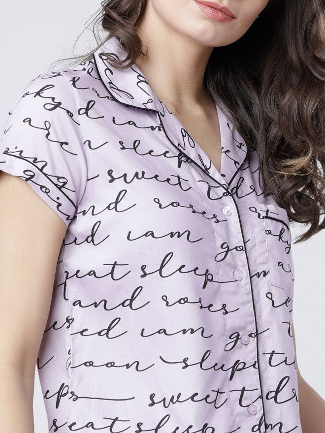 Tokyo Talkies Women Mauve Printed Regular Fit Casual Shirt - Mauve - Image 3