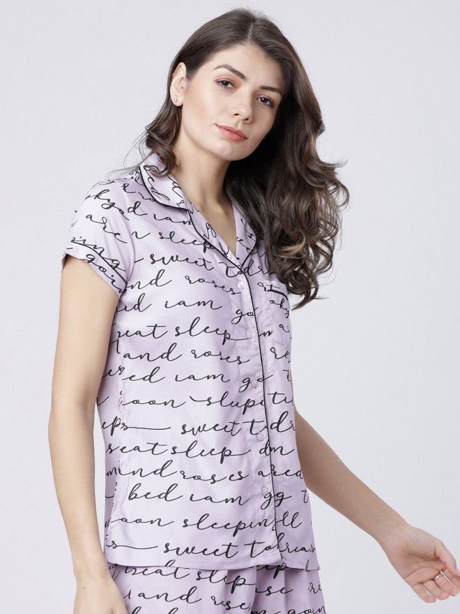 Tokyo Talkies Women Mauve Printed Regular Fit Casual Shirt - Mauve - Image 5