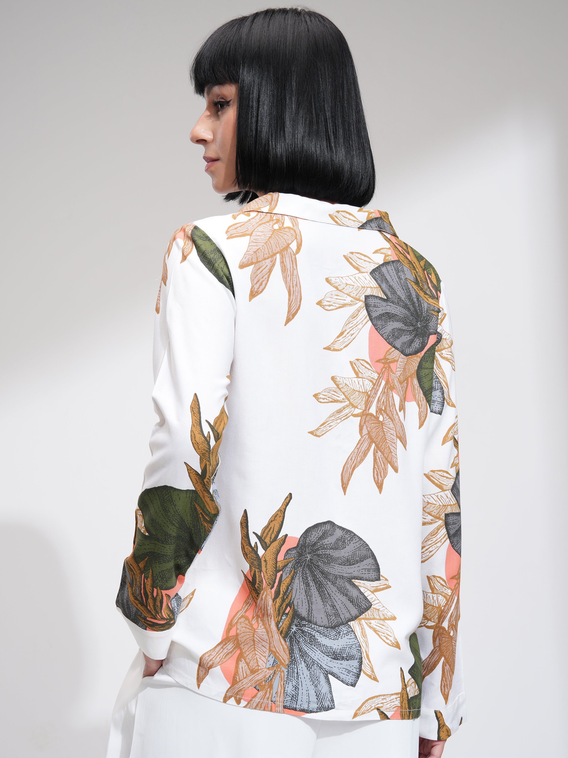 Tokyo Talkies Women Beige Printed Casual Shirt - Beige - Image 3