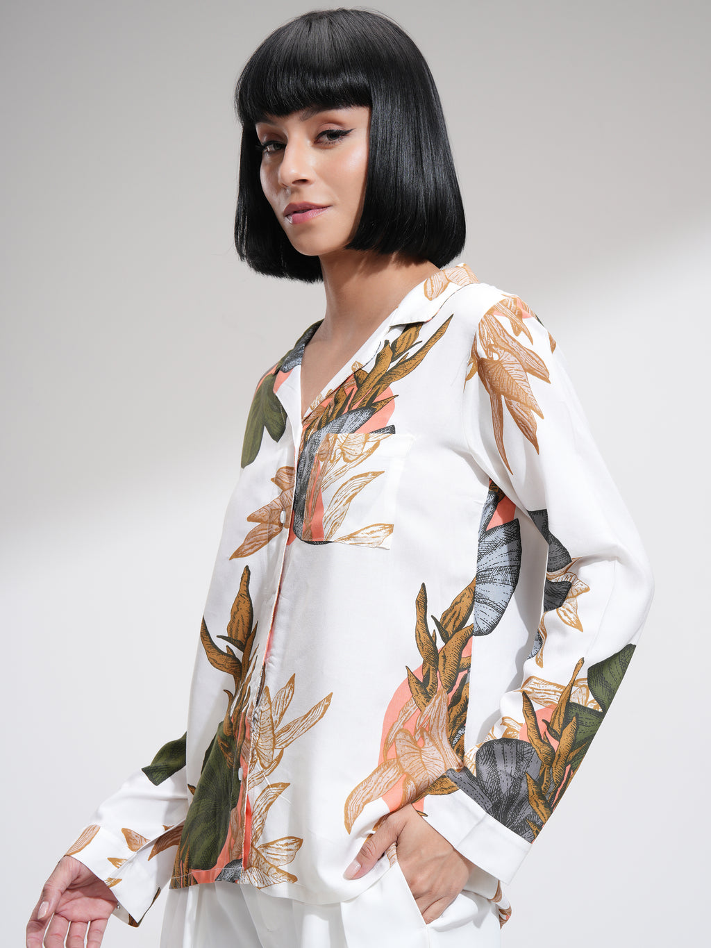 Tokyo Talkies Women Beige Printed Casual Shirt - Beige - Image 4