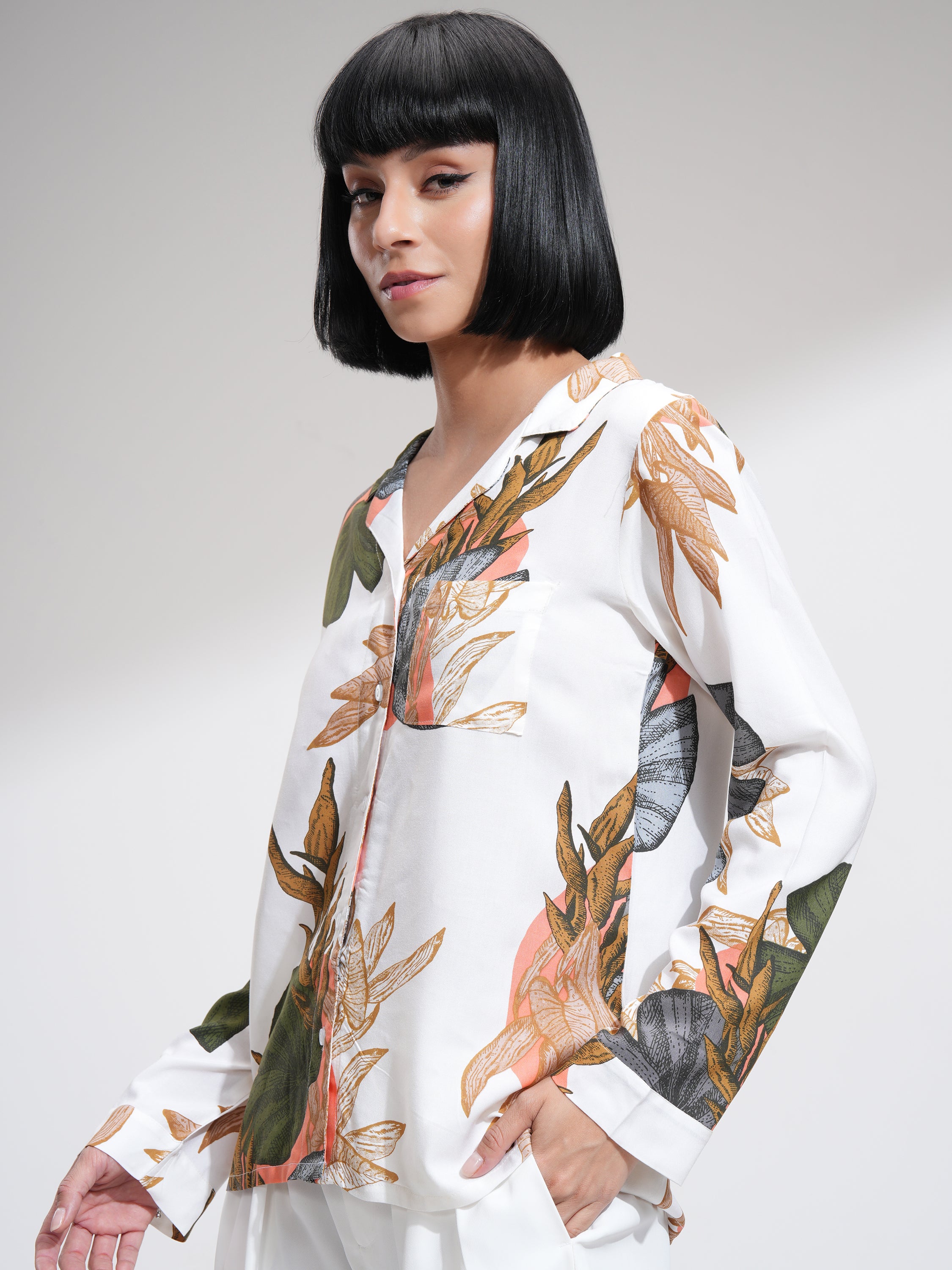 Tokyo Talkies Women Beige Printed Casual Shirt - Beige - Image 4