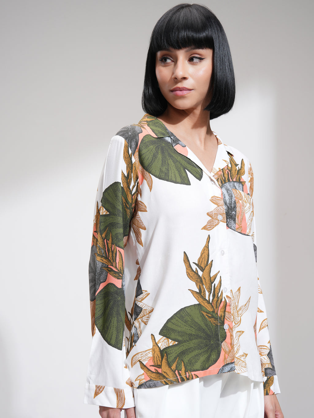 Tokyo Talkies Women Beige Printed Casual Shirt - Beige - Image 6