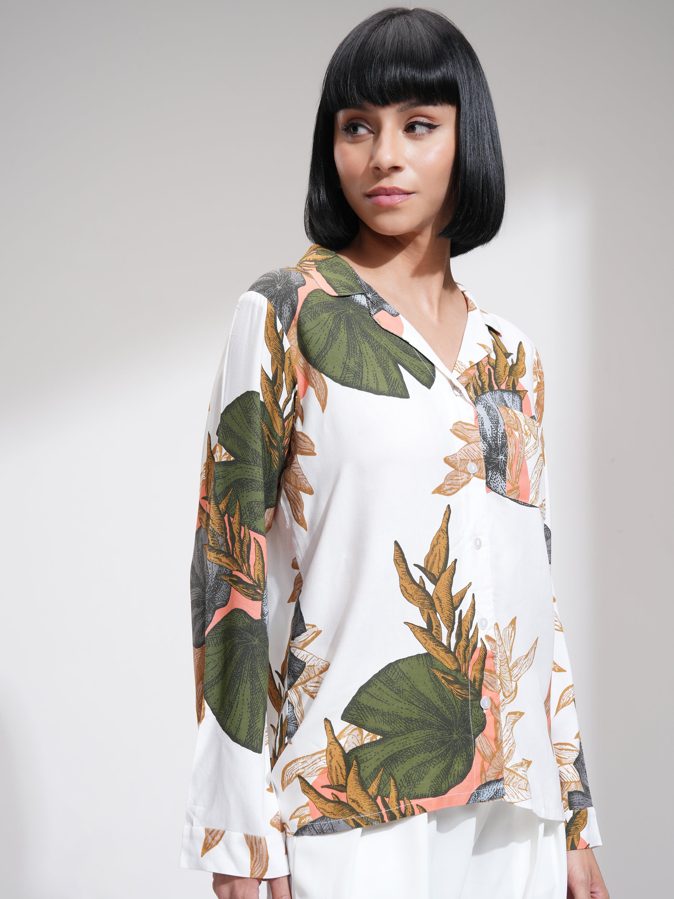 Tokyo Talkies Women Beige Printed Casual Shirt - Beige - Image 6