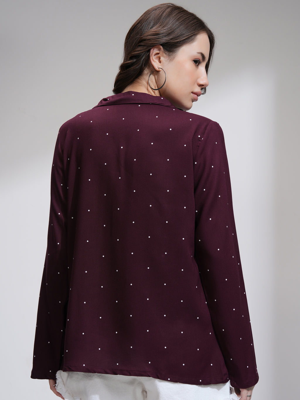 Tokyo Talkies Women Burgundy Printed Casual Shirt - Burgundy - Image 3