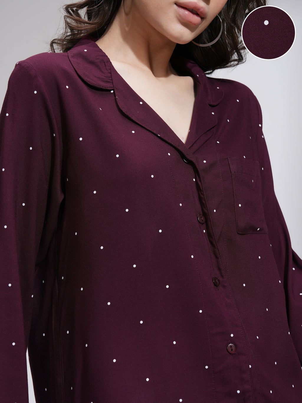 Tokyo Talkies Women Burgundy Printed Casual Shirt - Burgundy - Image 5
