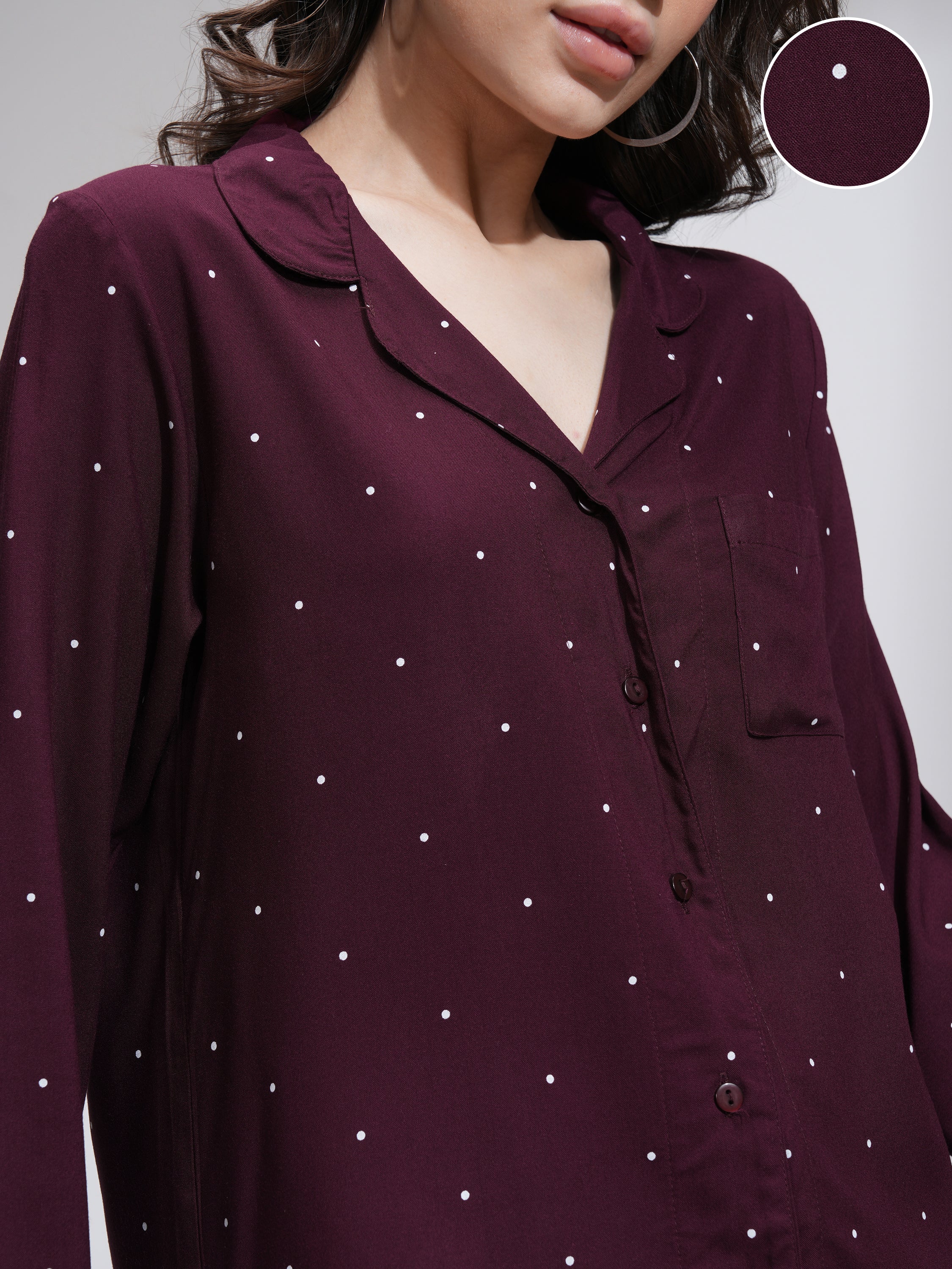 Tokyo Talkies Women Burgundy Printed Casual Shirt - Burgundy - Image 5