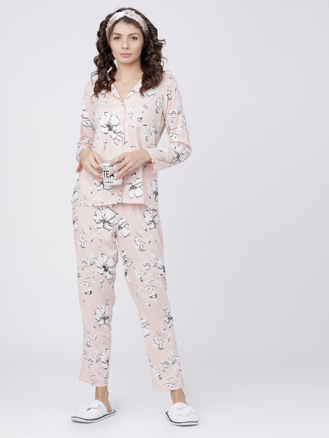 Tokyo Talkies Women Peach Printed Regular Fit Casual Shirt - Peach - Image 4