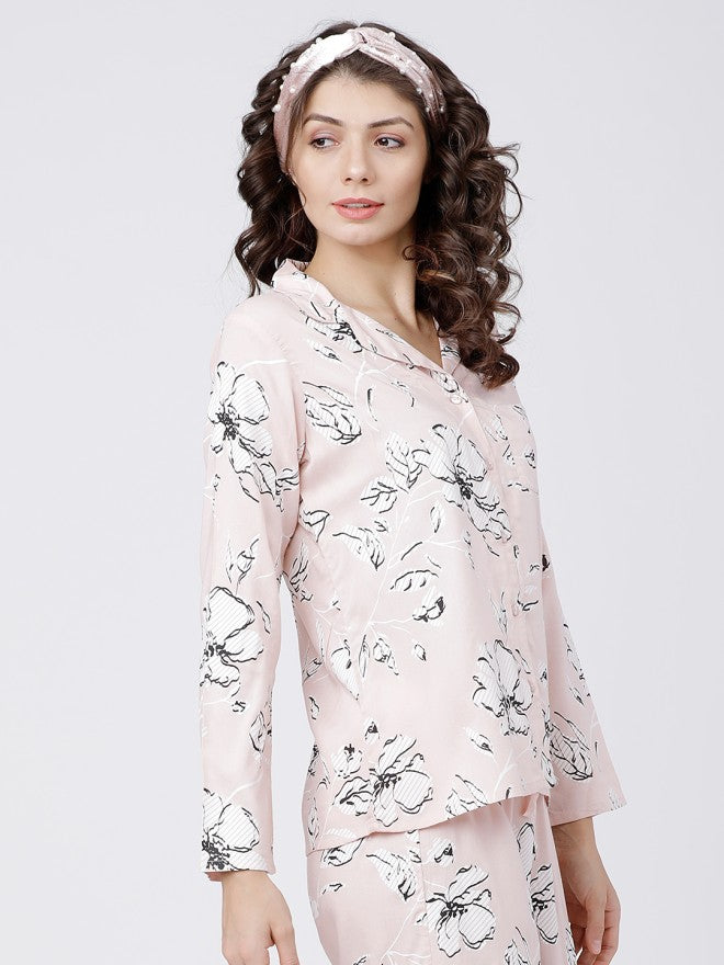 Tokyo Talkies Women Peach Printed Regular Fit Casual Shirt - Peach - Image 5