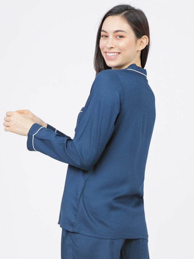 Tokyo Talkies Women Teal Solid Casual Shirt - Teal - Image 2