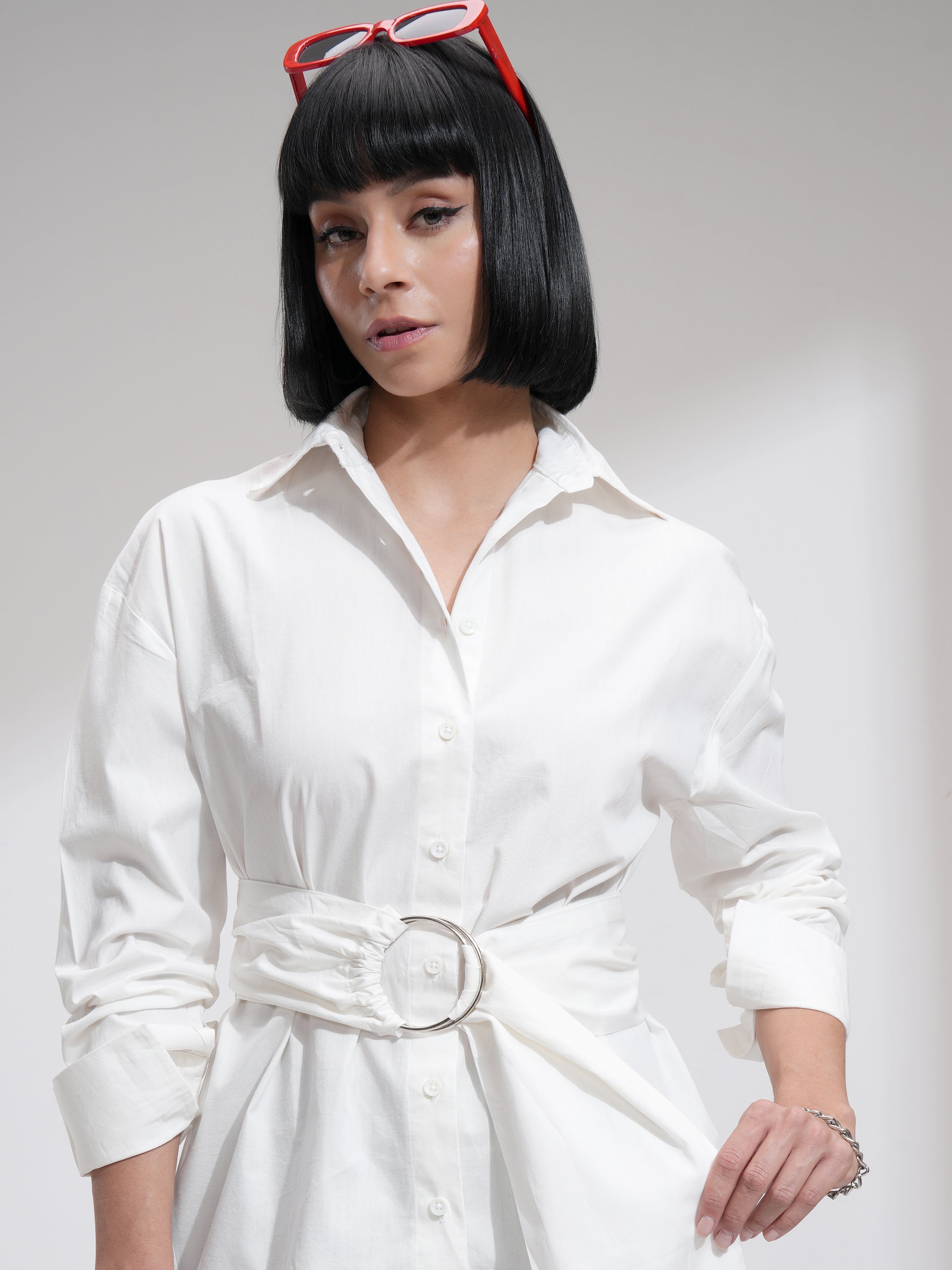 Tokyo Talkies Women White Solid Casual Shirt - White - Image 1