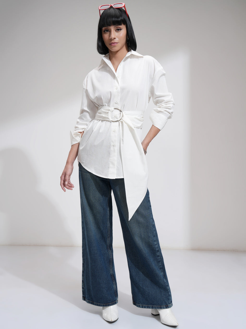 Tokyo Talkies Women White Solid Casual Shirt - White - Image 2