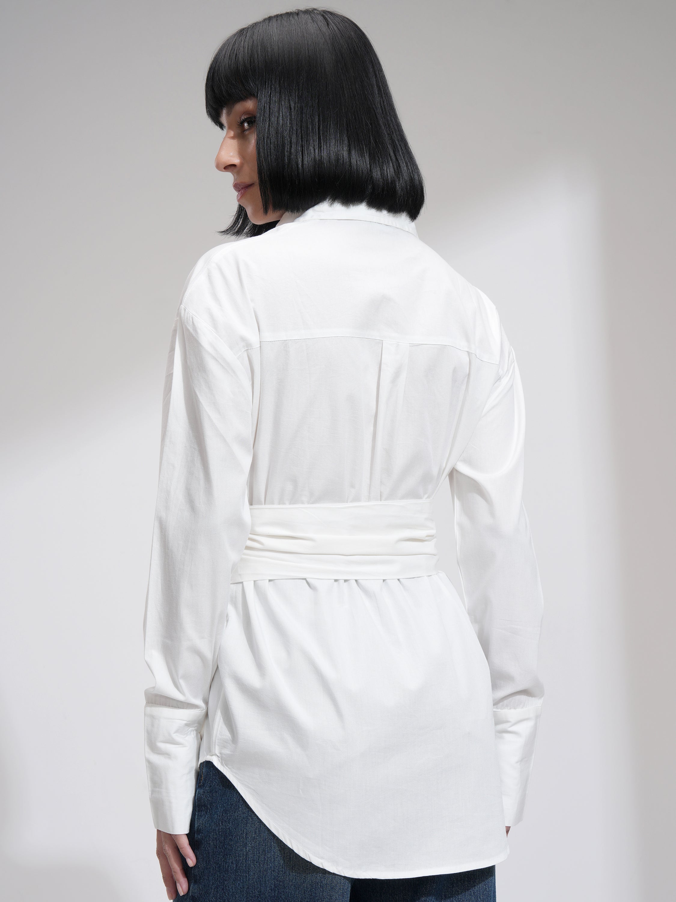 Tokyo Talkies Women White Solid Casual Shirt - White - Image 3