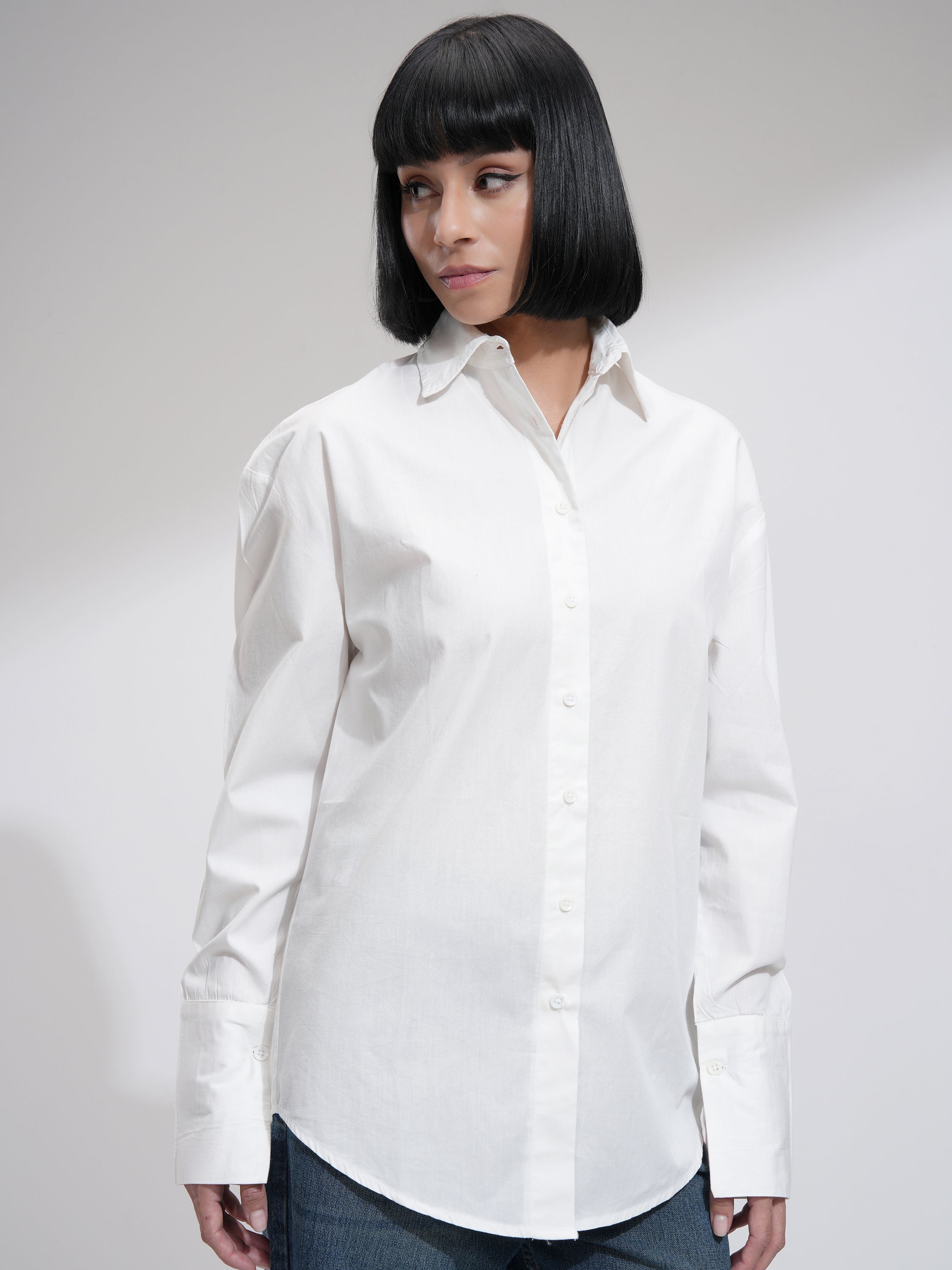Tokyo Talkies Women White Solid Casual Shirt - White - Image 6