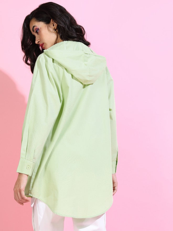 Tokyo Talkies Women Green Printed Regular Fit Casual Shirt - Green - Image 2