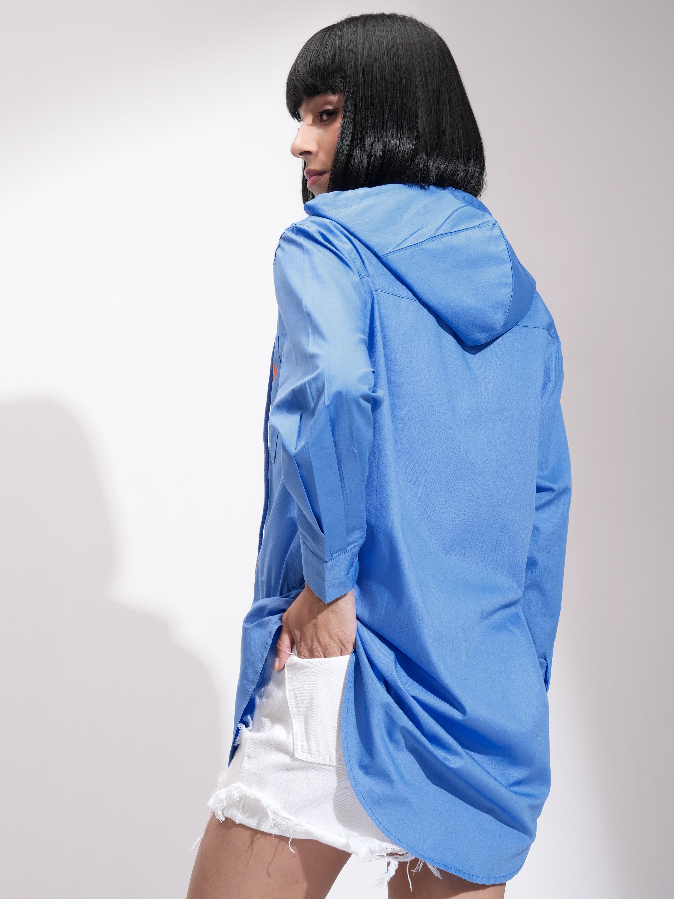 Tokyo Talkies Women Blue Printed Casual Shirt - Blue - Image 3
