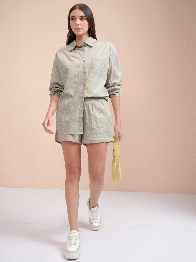 Tokyo Talkies Women Grey Printed Casual Shirt - Grey - Image 2