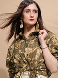 Tokyo Talkies Women Brown Printed Casual Shirt - Brown - Image 1