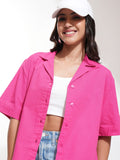 Tokyo Talkies Women Pink Solid Regular Fit Casual Shirt - Pink - Image 1