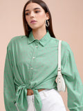 Tokyo Talkies Women Teal Printed Regular Fit Casual Shirt - Teal - Image 1