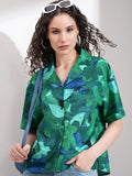 Tokyo Talkies Women Green Printed Casual Shirt - Green - Image 1