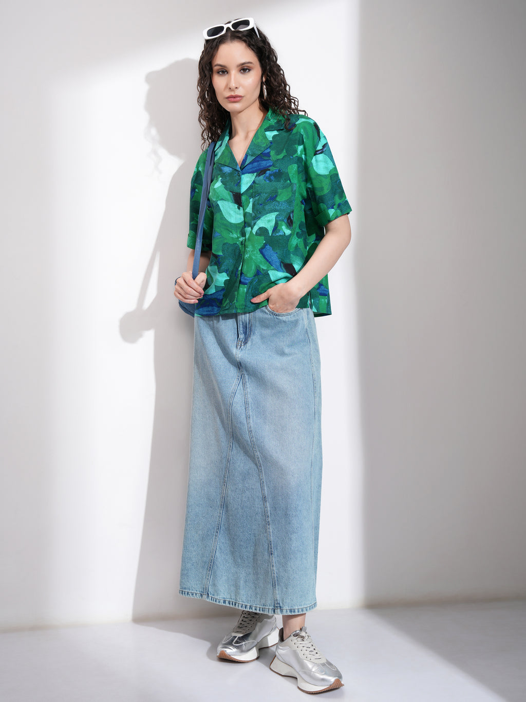 Tokyo Talkies Women Green Printed Casual Shirt - Green - Image 2