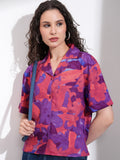 Tokyo Talkies Women Purple Printed Casual Shirt - Purple - Image 1