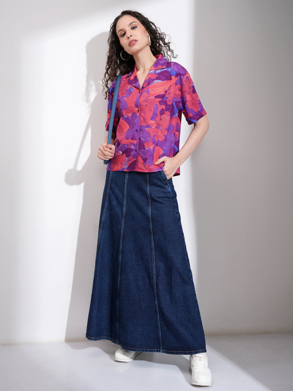 Tokyo Talkies Women Purple Printed Casual Shirt - Purple - Image 2