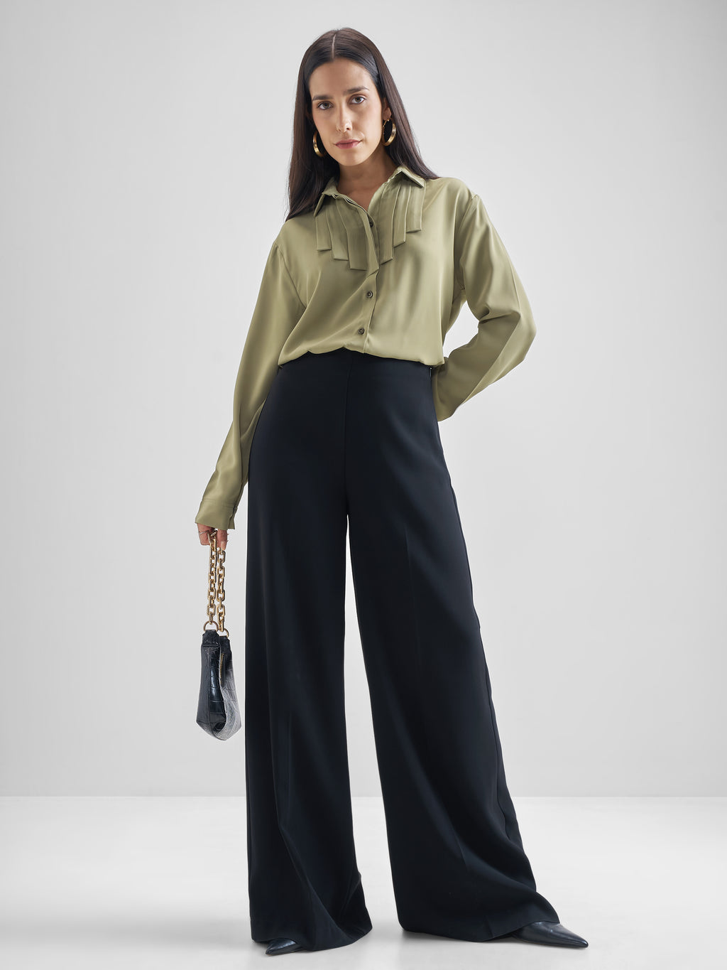 Chic By Tokyo Talkies Women Green Solid Casual Shirt - Green - Image 2