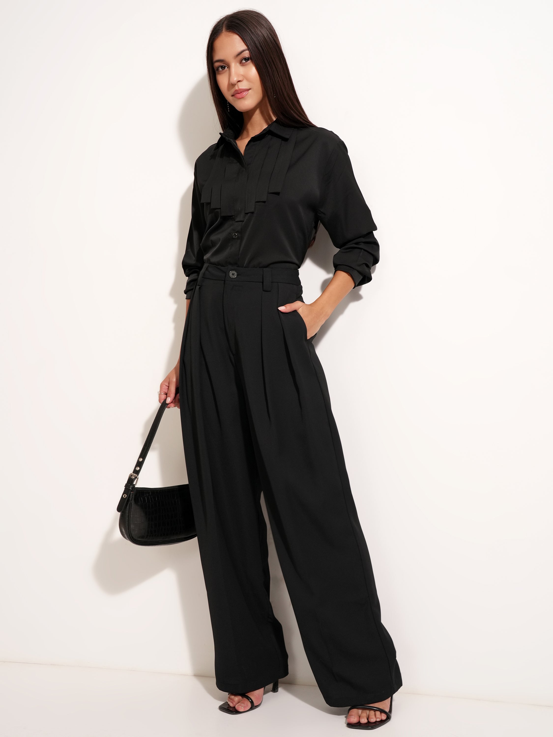 Tokyo Talkies Women Black Solid Casual Shirt - Black - Image 2