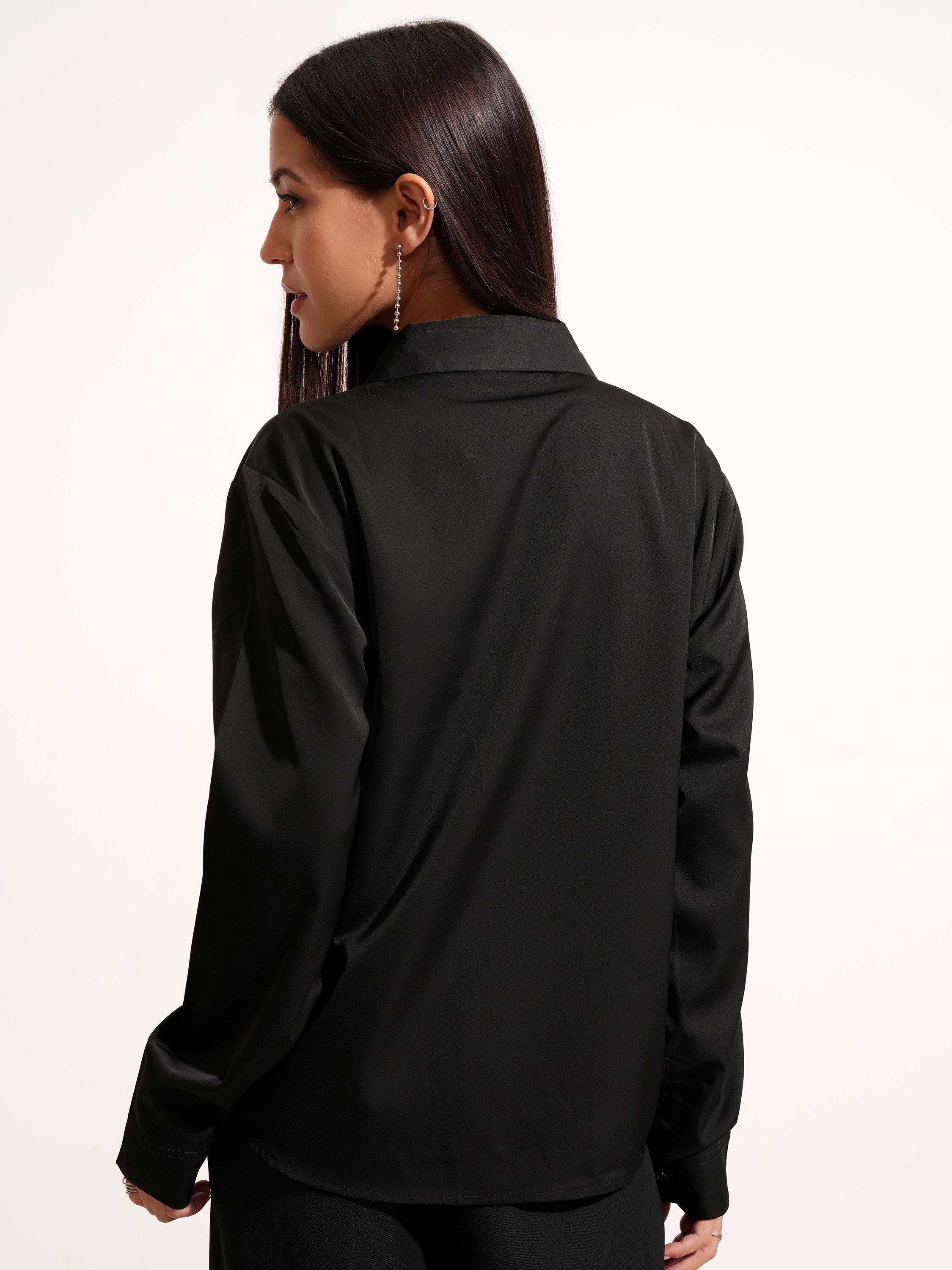 Tokyo Talkies Women Black Solid Casual Shirt - Black - Image 3