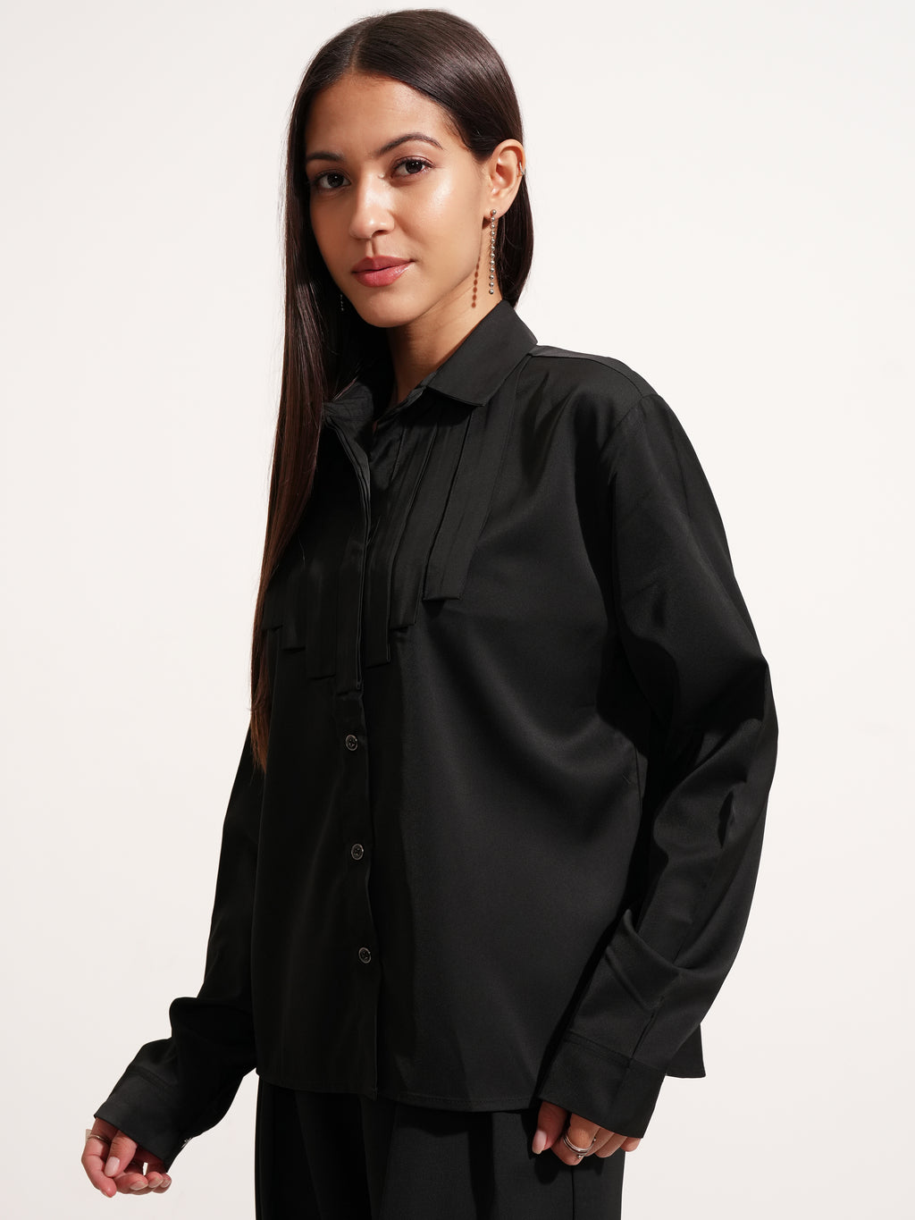 Tokyo Talkies Women Black Solid Casual Shirt - Black - Image 4