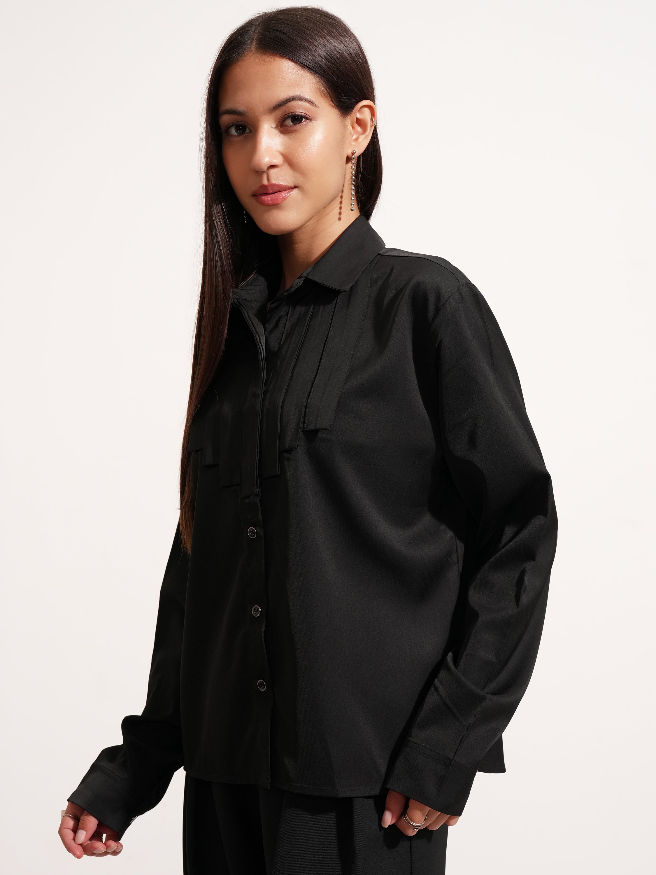 Tokyo Talkies Women Black Solid Casual Shirt - Black - Image 4