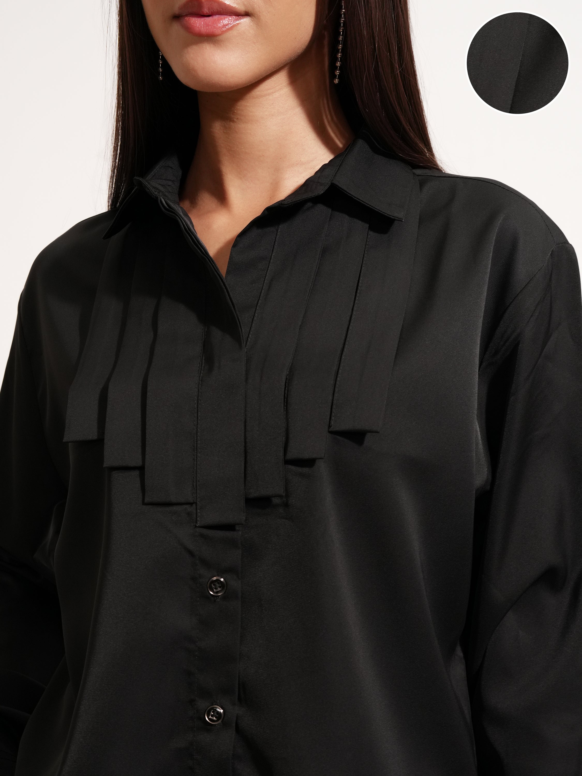 Tokyo Talkies Women Black Solid Casual Shirt - Black - Image 5