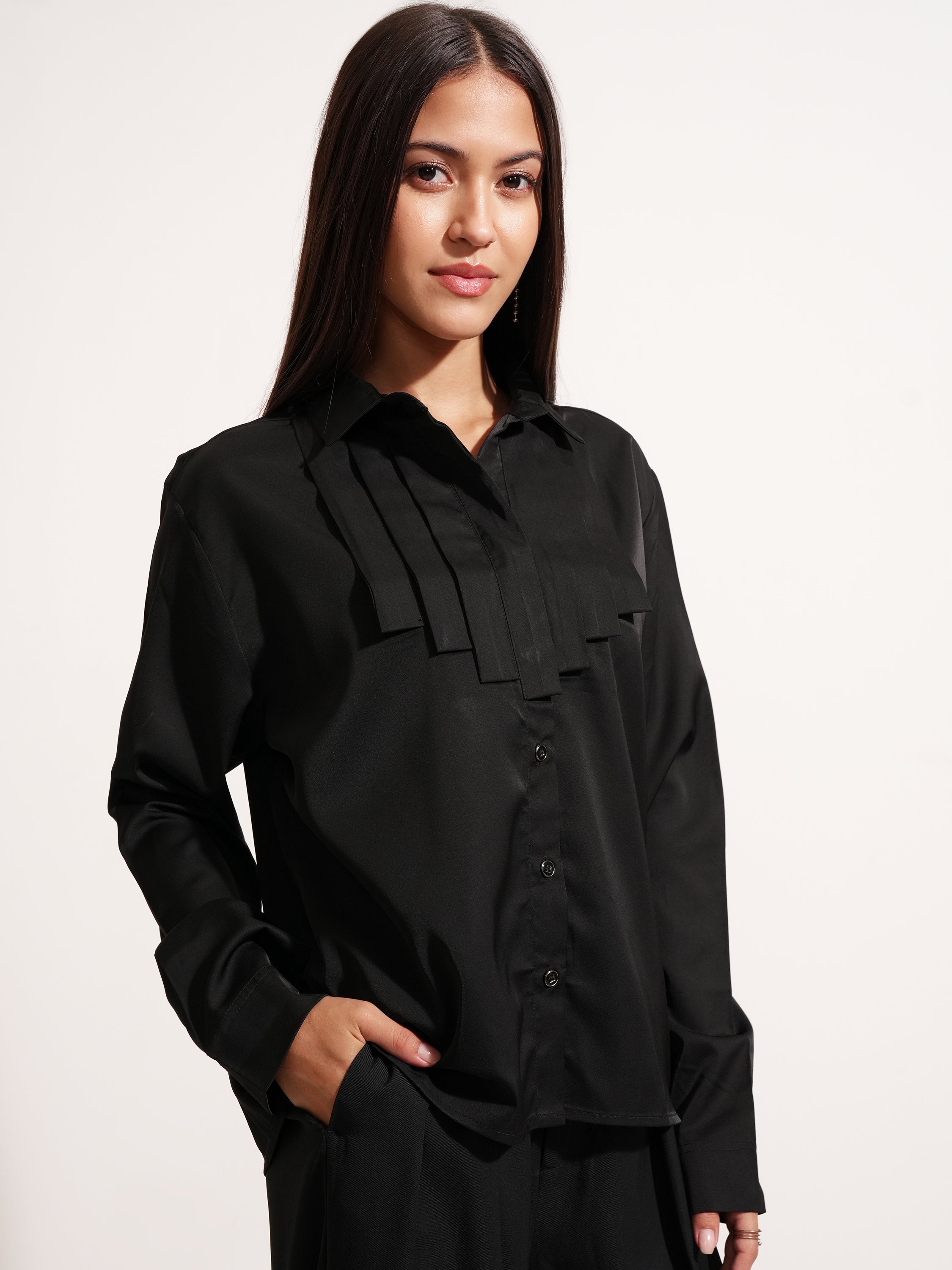 Tokyo Talkies Women Black Solid Casual Shirt - Black - Image 6