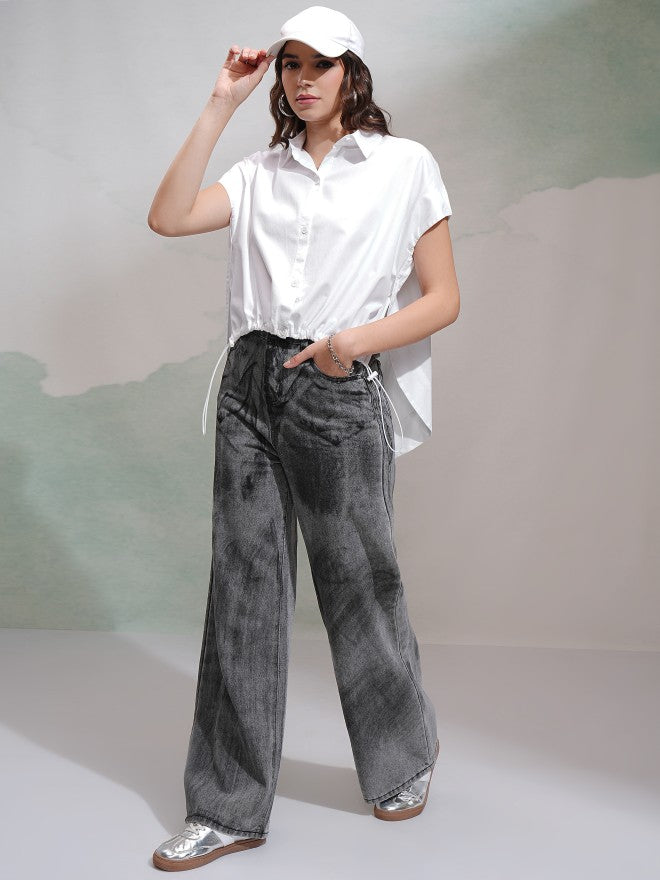Tokyo Talkies Women White Solid Casual Shirt - White - Image 2