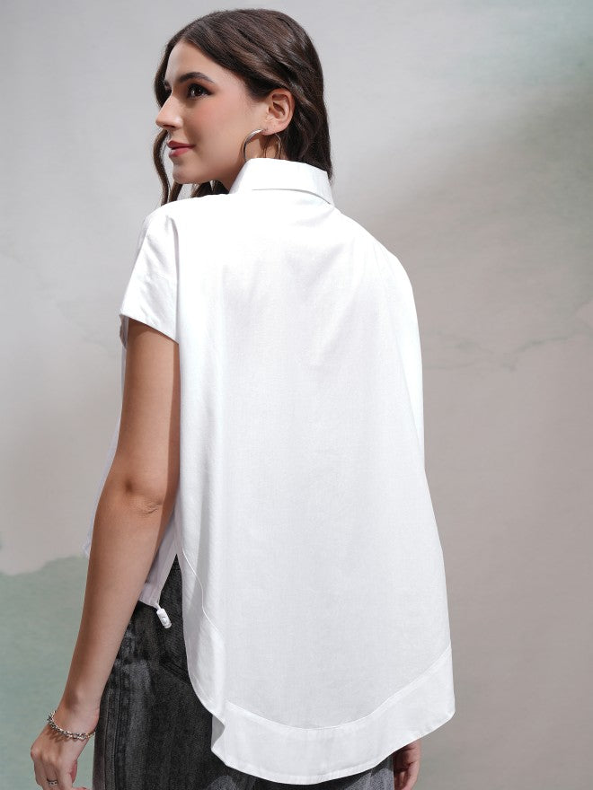 Tokyo Talkies Women White Solid Casual Shirt - White - Image 3