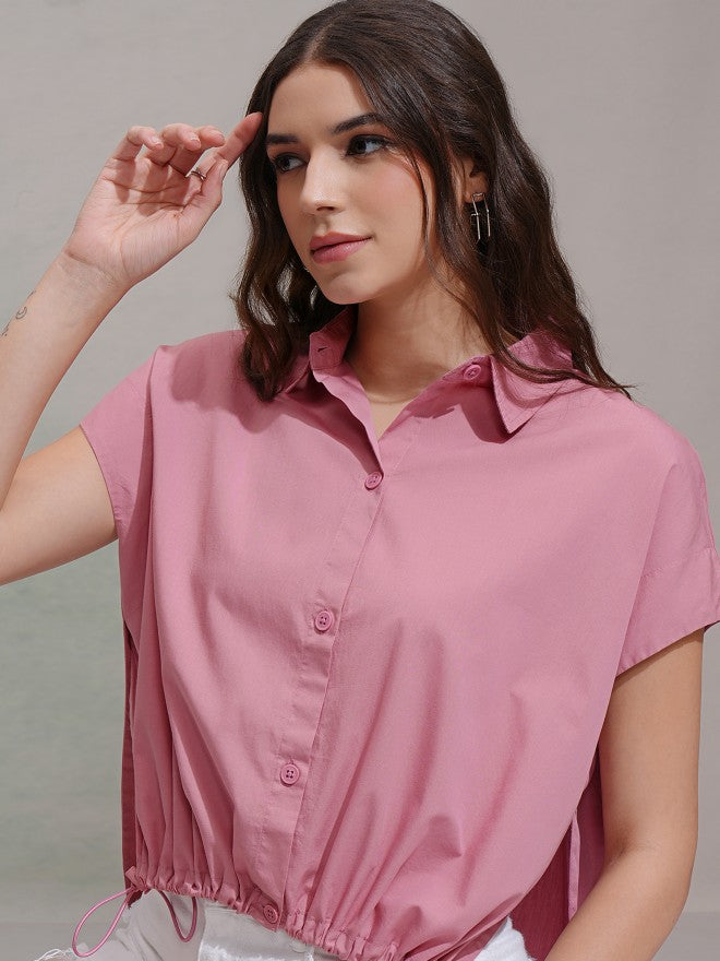 Tokyo Talkies Women Pink Solid Regular Fit Casual Shirt - Pink - Image 1