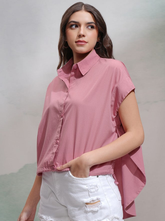 Tokyo Talkies Women Pink Solid Regular Fit Casual Shirt - Pink - Image 4