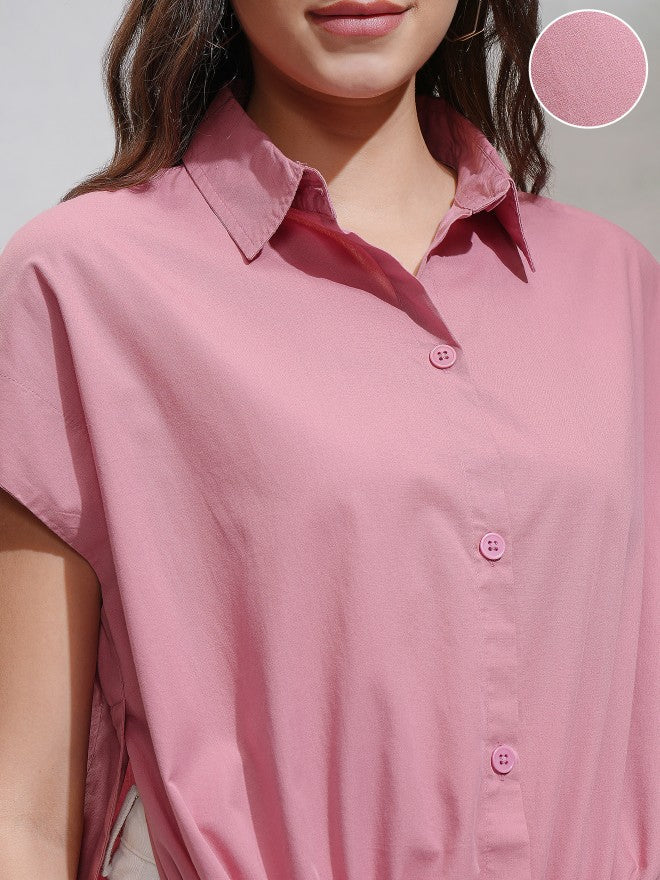 Tokyo Talkies Women Pink Solid Regular Fit Casual Shirt - Pink - Image 5