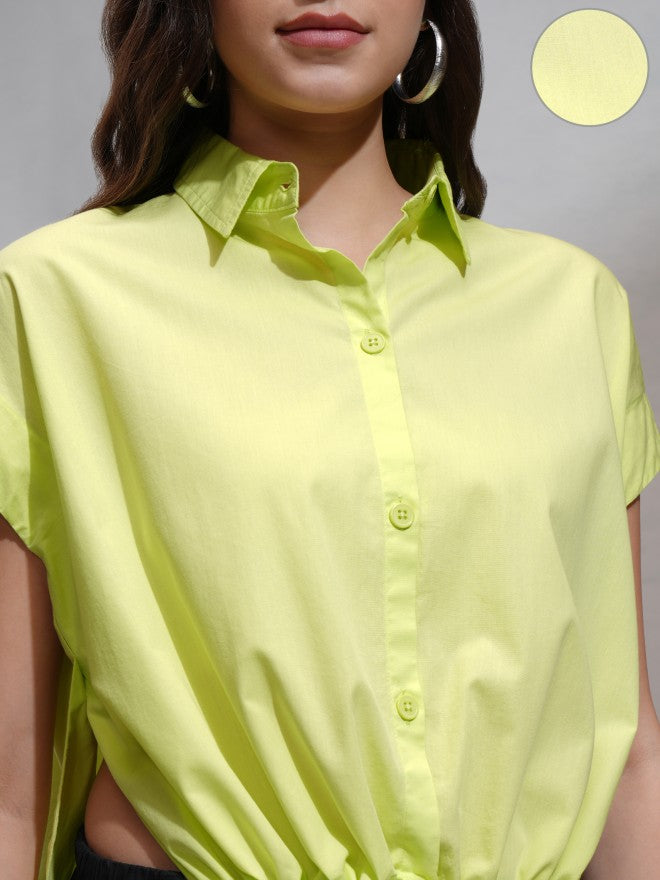 Tokyo Talkies Women Yellow Solid Casual Shirt - Yellow - Image 5