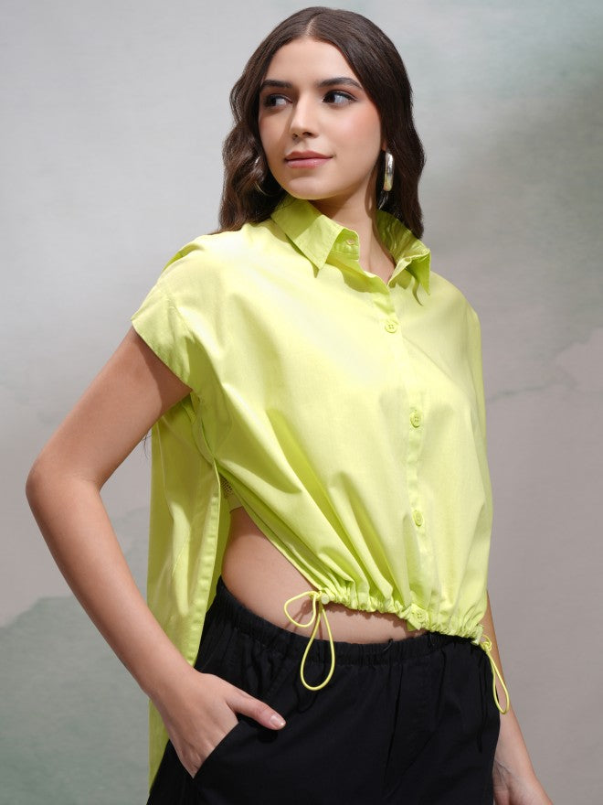 Tokyo Talkies Women Yellow Solid Casual Shirt - Yellow - Image 6